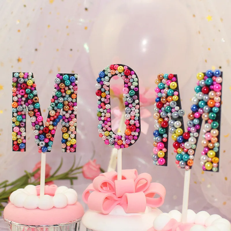 Cakelove Новые 3 шт/набор для выпечки тортов фигурки жениха и невесты; блестящие жемчужные бусы мама украшения для кексов с флагами для мамочек День Святого Валентина День рождения для выпечки DIY украшения