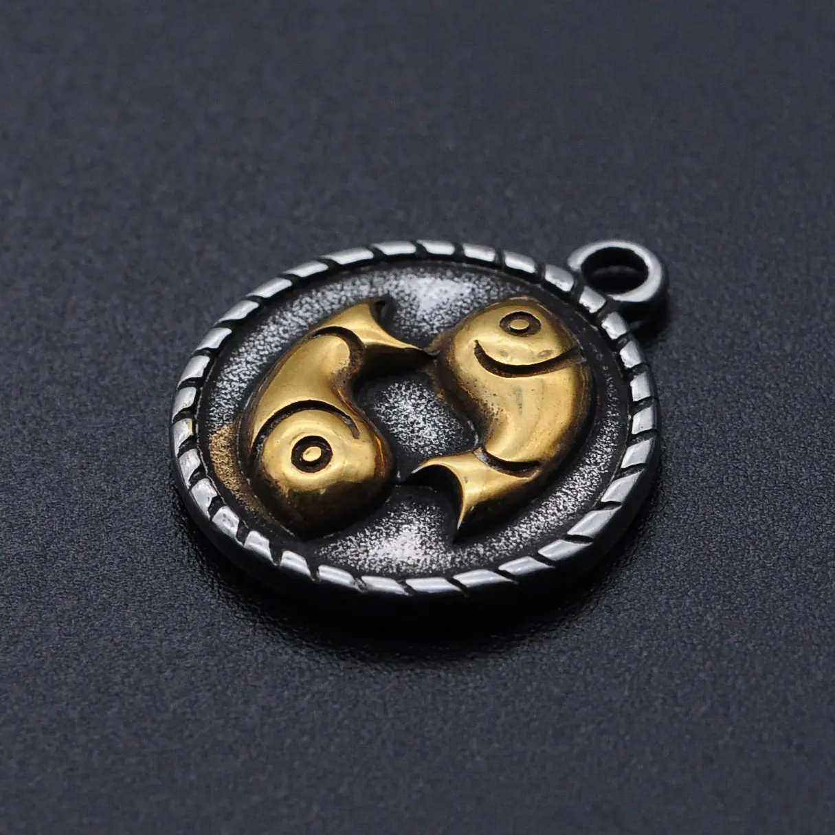 12Pcs / Lot  100% Stainless Steel Two Tone Zodiac Sign Charm Constellation For  Making Bracelet Necklace Pendants