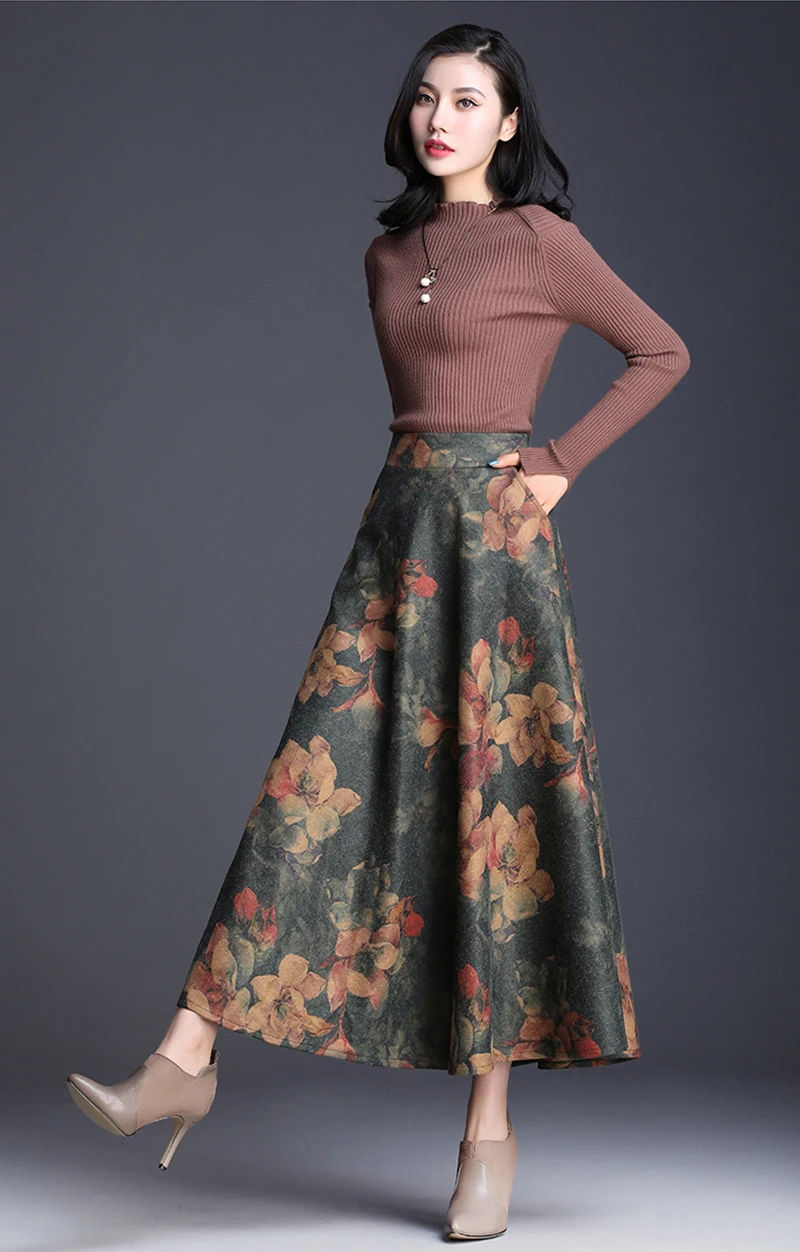 Женская винтажная длинная юбка с завышенной талией макси юбка элегантная плиссированная винтажная юбка новые стильные женские юбки длинные юбки для женщин