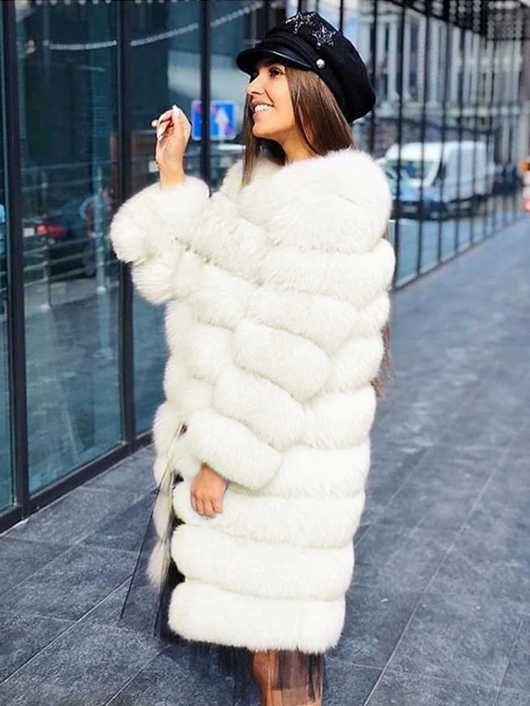 Длинное пальто из искусственного меха, женская одежда, закрытая куртка на пуговицах, зимнее пальто с широкой талией, элегантное, большие размеры, роскошная модная теплая одежда
