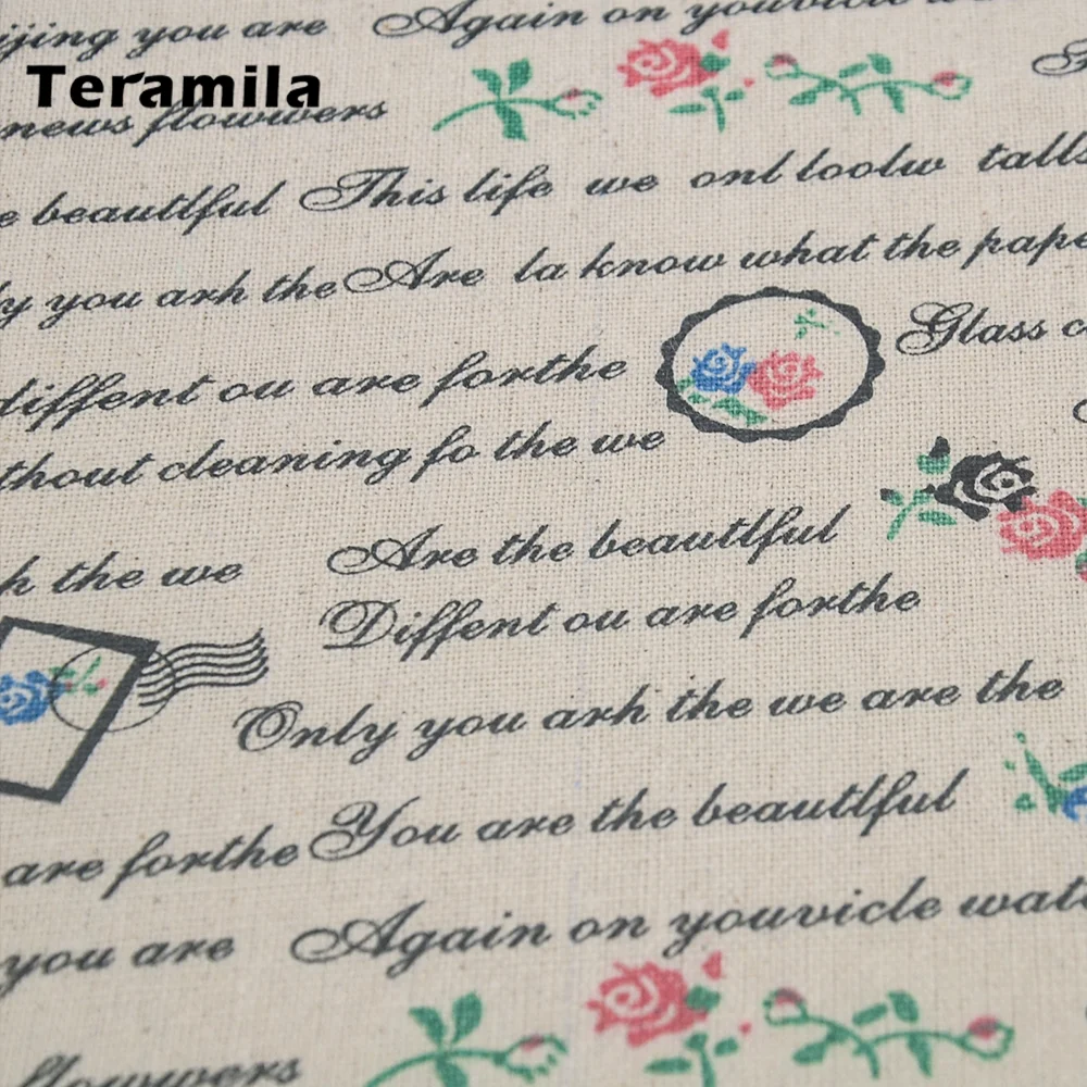 Teramila Lace Side Text Words Pattern Dining Table Cloth Cotton Linen Rectangular Square Table Cover Mat For Home Party Wedding