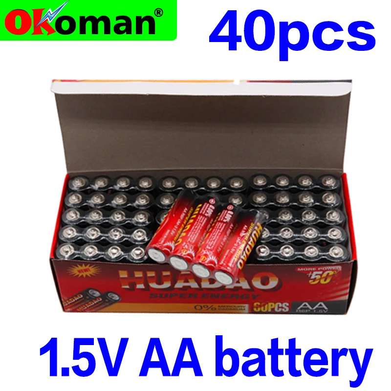 40 шт. батарейки AA 1 5 В LR6 AM3 E91 MN1500 сухой щелочные для электрической игрушки