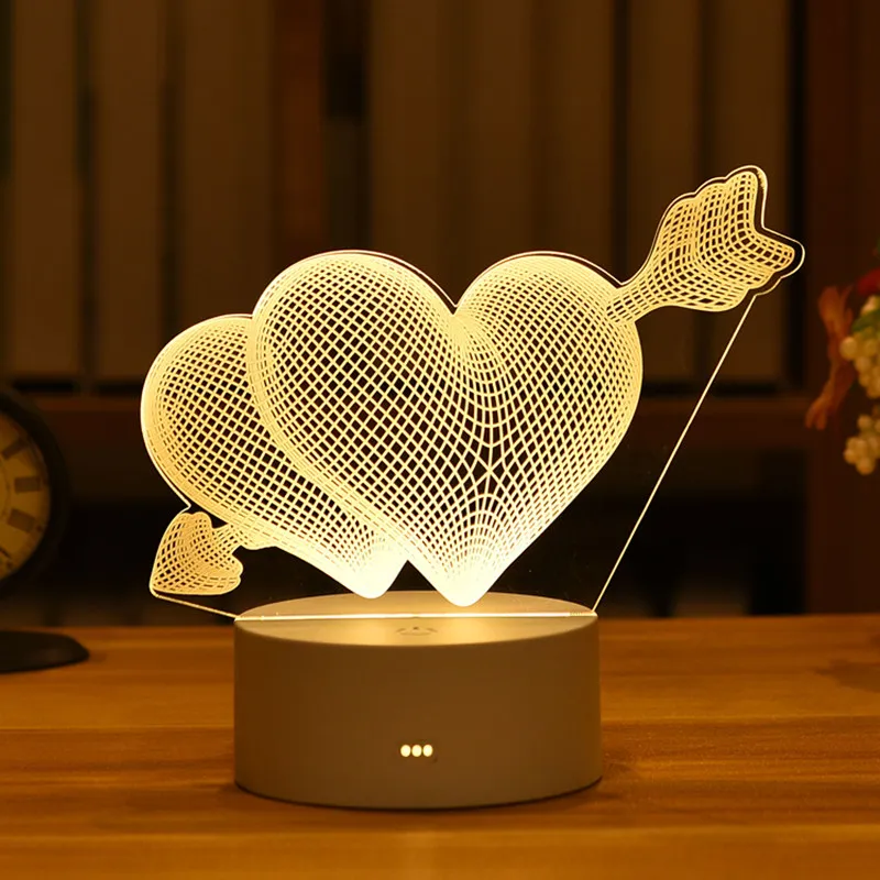 Tanie 2021 walentynki prezent 3D miłość lampa akrylowa niedźwiedź lampka nocna