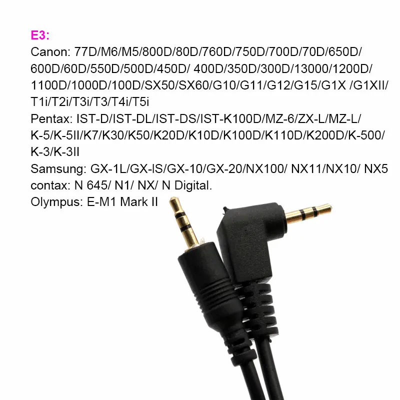 N3 E3 E2 UC1 S1 S2 S2 с 90 штекер 90 градусов L2/L1 E2 UC1Remote Управление пульт дистанционного управления с кабелем для спуска затвора для цифровой зеркальной камеры Canon Nikon sony Камера