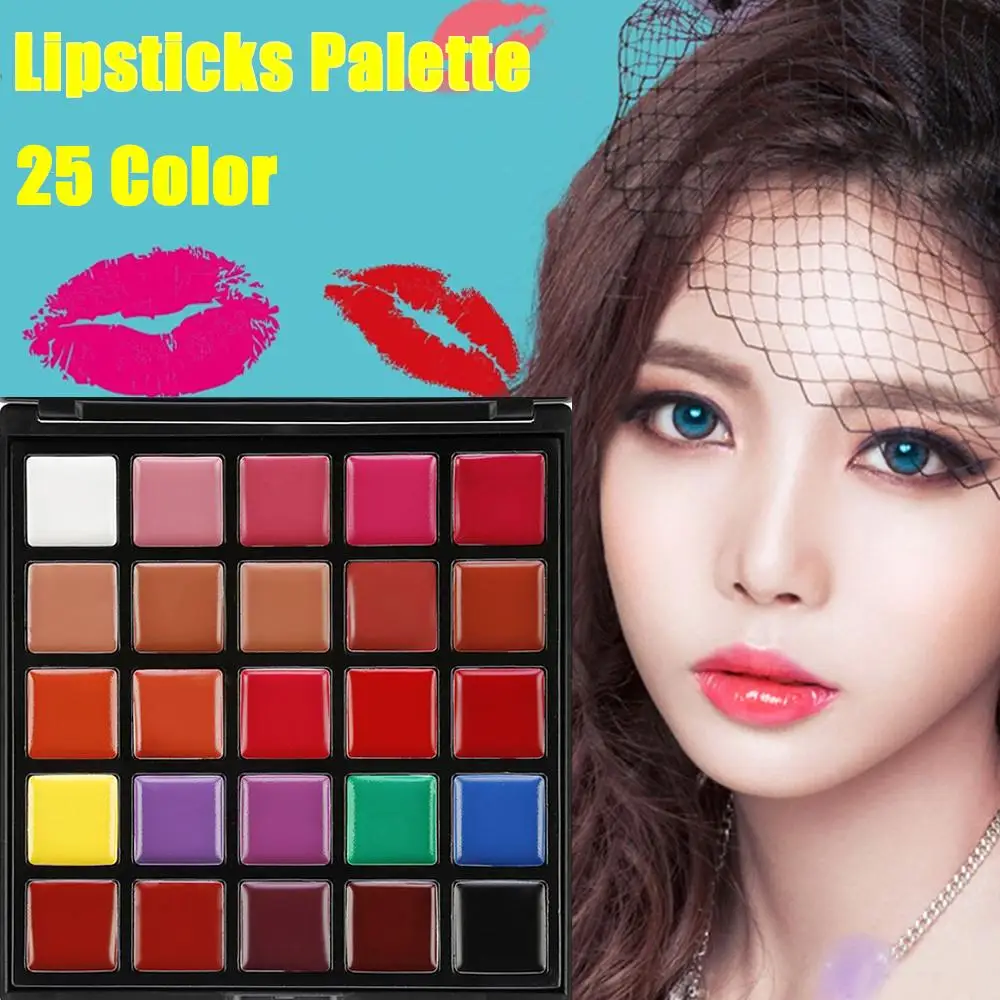 25 Color Lipsticks Palette Waterproof Long Lasting Pigment Black Purple  Nude Lip Makeup Palette Professional Cosmetic Tools - AliExpress
