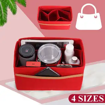 

Felt Cloth Insert Bag Organizer Makeup Handbag Organizer Travel Inner Purse Portable Cosmetic Bags Never Full