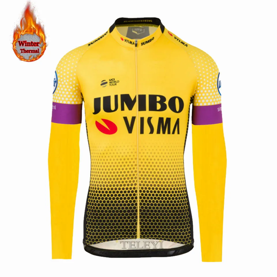 pro team jumbo visma зимняя флисовая велосипедная майка, Мужская теплая велосипедная ткань MTB Ropa Ciclismo, велосипедная Майо гелевая подкладка