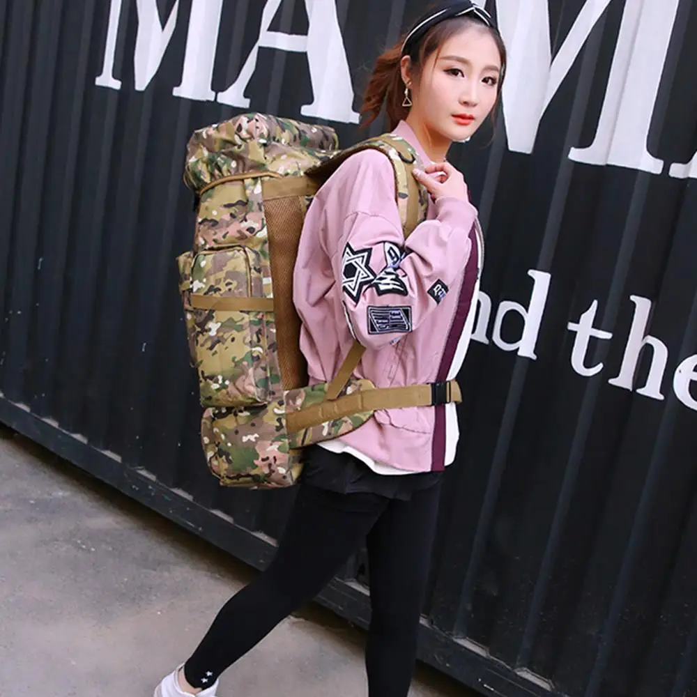

Mountaineering Backpack Travel Bag Camping Cycling Hiking 70L Nylon Fabric Folding Backpack Unisex One Strap Shoulder Sports