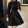 High Quality Autumn Winter Knitted Sweater Dress Women Korean Sweet Vestidos Long Sleeve Button Casual Pull Mini Dress For Women ► Photo 3/6