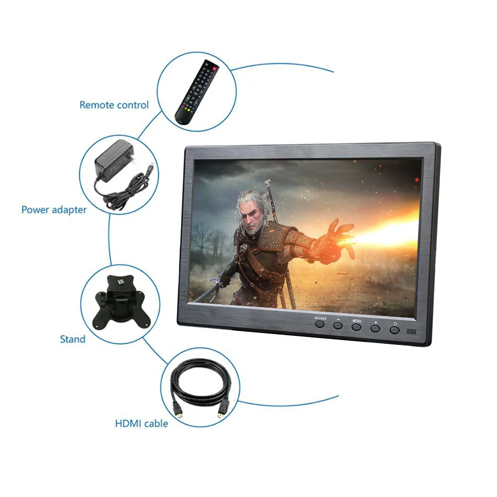 

10.1 inch New Portable Display BNC VGA HDMI Input for PS3/PS4 CCTV Security Surveillance LCD Screen with Built-Speaker Monitor