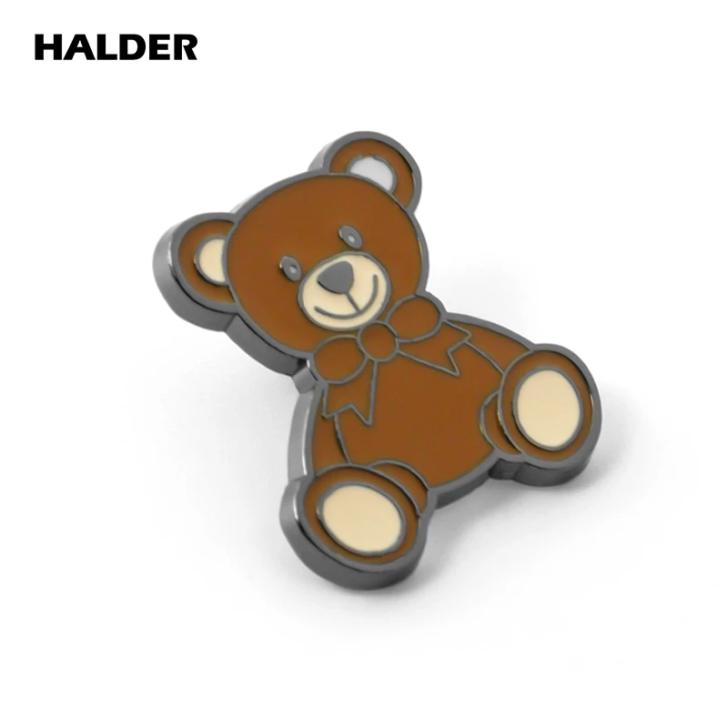 BR0054 HALDER Classic Teddy Bear Brown Purple Bear Fashion Jewelry Enamel Brooches Pins Lapel Badge Accessory Gift Decoration