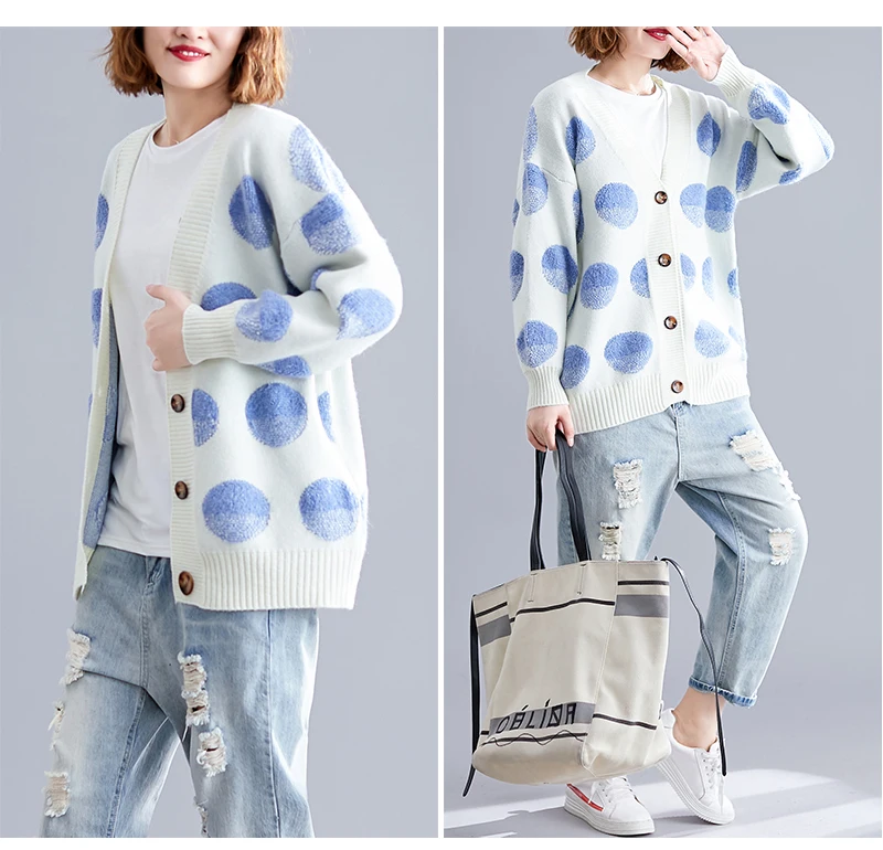 Oladivi Big Plus Size Women Apparel Autumn Winter Casual Loose Knitted Sweater Fashion Ladies Cardigan Female Knitwear Tops