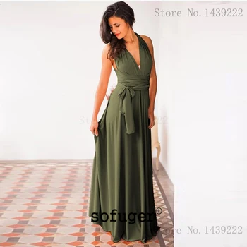 

Simple Green Girl Chiffon V Neck Evening Dresses Prom Long Arabic Special Occasion Robe De Soiree Plus