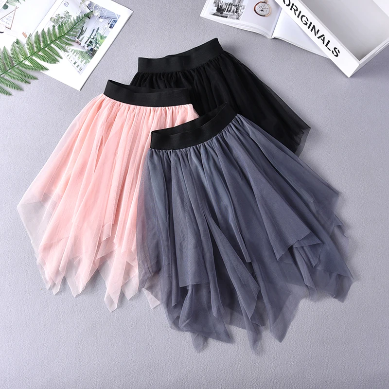 New Baby Girl skirts irregular style children clothes skirt princess mesh elastic waist Faldas de chica Dancing skirt