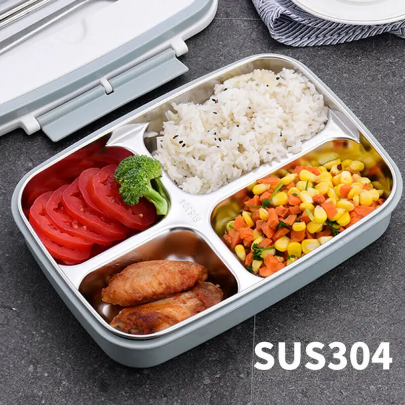 Bento Box студенческий Термоизолированный Ланч-бокс герметичный разделенный пищевой контейнер из нержавеющей стали