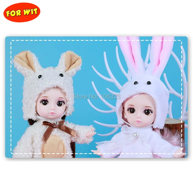 

18CM Mini Animal Princess Dolls,6 INCH Children Cloth Puppet Toy, Girl Fashion Educational Soothe Gift, Daughter Lovely Play Set
