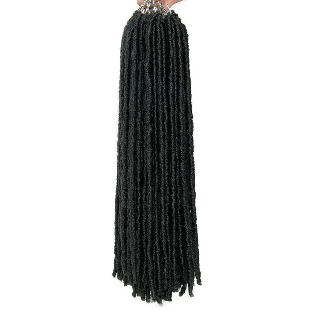 Ombre Synthetic Crochet Braids Hair Braiding Hair Extensions Goddess Straight Faux Locs 18Inches Soft Dreads Dreadlocks Hair #1B