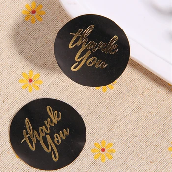 

120pcs/Lot Thank you Black Gold Stickers gift decorate Stickers Adhesive Sticker