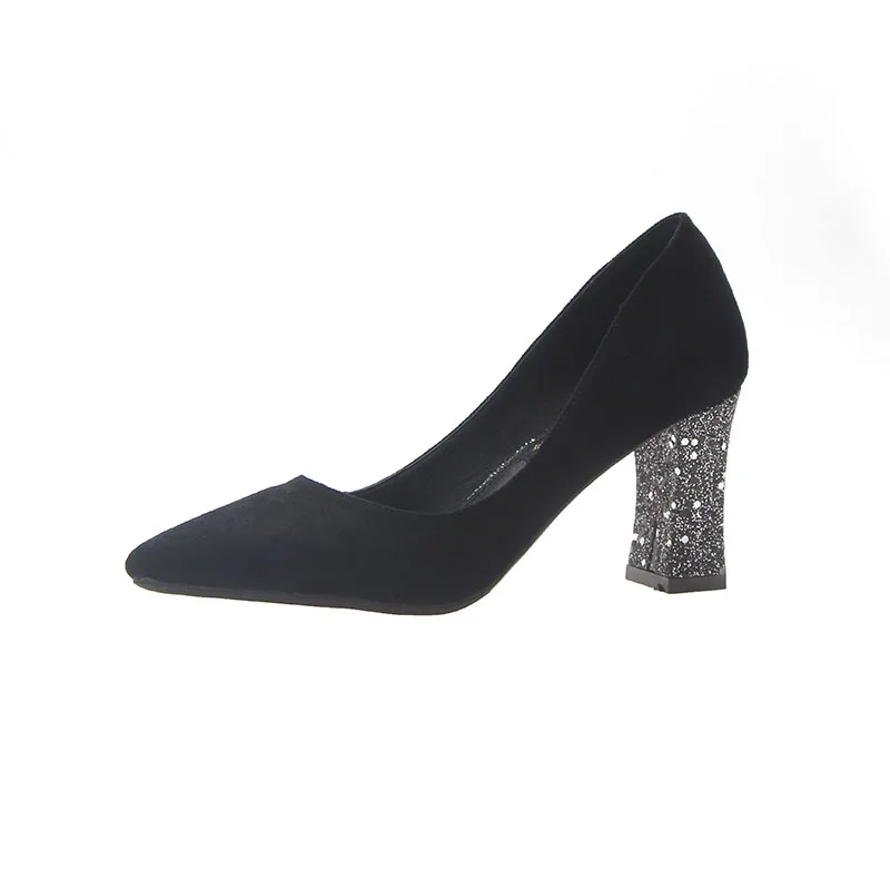 Single shoes women new summer Korean version of the wild pointed pointed shallow-heeled high-heeled women's shoes
