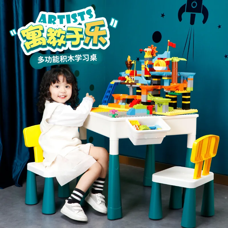 

Compatible LEGO Assembled Educational GIRL'S And BOY'S Children Toy Desk Children Multi-functional Painting Breadboard ji mu zhu