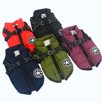 

Windproof Warm Cotton-padded Jackets Clothes for Large Dogs Golden Retriever Pet Dog Reflective Winter Coat Costume XXXL XXXXL