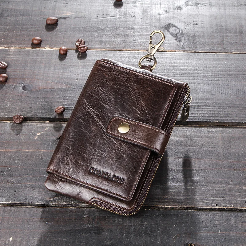 CONTACT'S мужской кошелек для ключей из натуральной кожи с молнией портмоне
