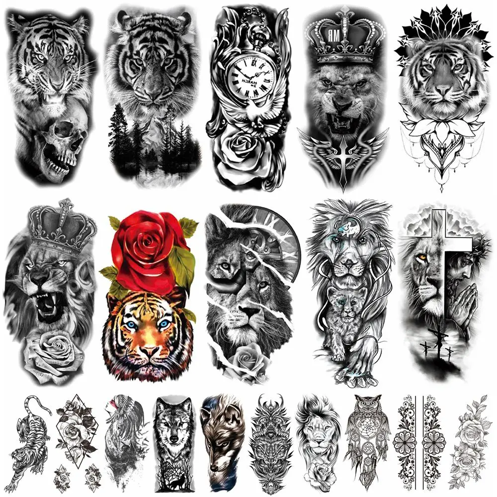 Halloween Skull Tattoo Sticker For Women Men 3D Pirate Captain Lion Warrior  Evil Joker Gangster Temporary Tattoo Lasting Fashion|Temporary Tattoos| -  AliExpress