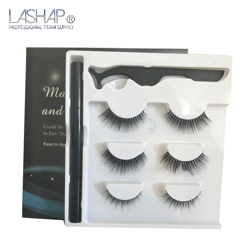 

New products magnetic faux mink lashes with Waterproof magnetic eyeliner and eyelash wholesale vendor