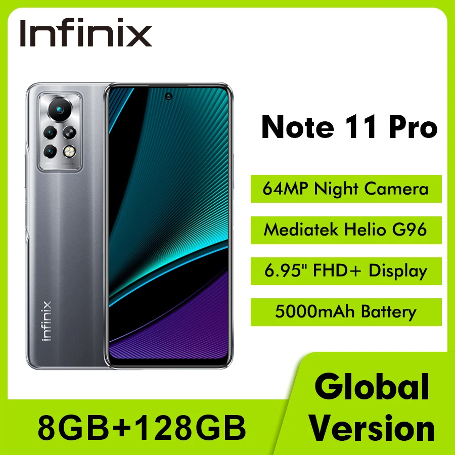 infinix hot new model Global Version Infinix Note 11 Pro 6.95"FHD Smartphone 8GB 128GB 5000mAh 64MP Camera Mediatek Helio G96 Mobile Phones infinix new mobile