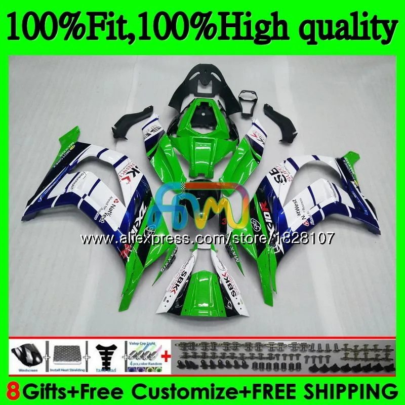 Инъекции для KAWASAKI ZX1000 ZX 10R 1000CC 18BS. 63 ZX-10R ZX10R, возрастом 11, 12, 13, 14, 15, зеленого и синего цвета Горячая 2011 2012 2013 обтекатели