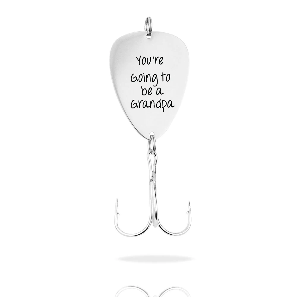 PolishedPlus Customized You're Going to be a Grandpa fishing lure Letter  stainless steel key ring fish hook Grandfather's gift