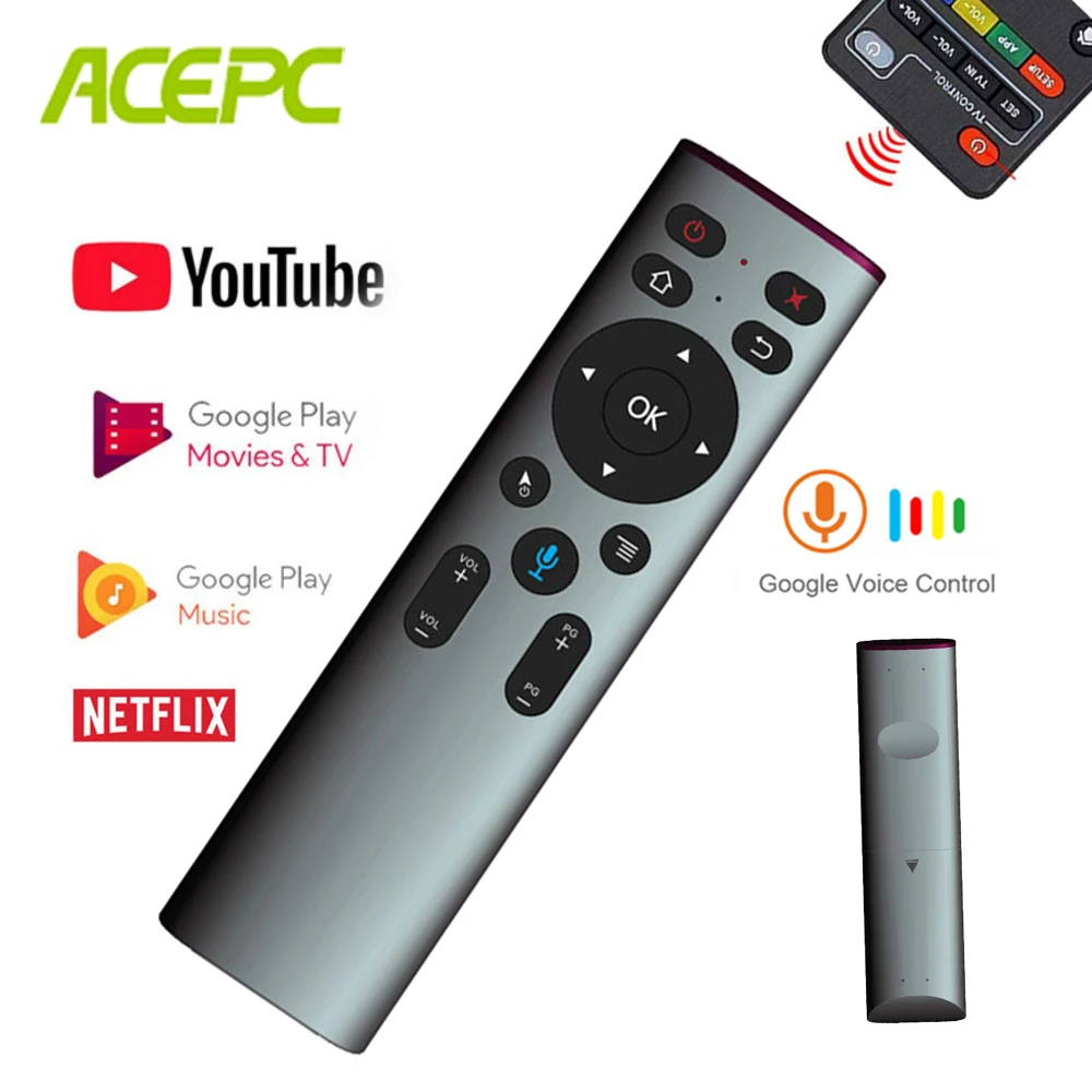 

A6 Voice Remote Control 2.4Ghz Wireless Microphone IR Learning for Android tv box Google Search Netflix Youtube VS Q5