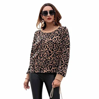 

Autumn /winter New Long-sleeved Leopard Knit кардиган