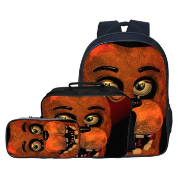

3pcs Five Nights at Freddy's Backpack + Lunch Bag + Pencil Case Bag Shoulder Bag Child Students Back School Cartoon Gift