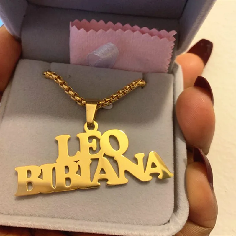 Personalized Name Necklace Jewelry Charm Gold-Chain Collier Birthday-Gift Stainless-Steel