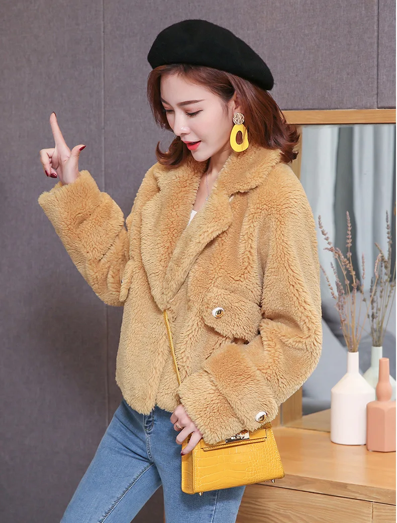 Autumn And Winter Fur Clothing Granule Sheep Shearing New Style Lambs Wool Composite materials Fur Women's Fashion Solid Color