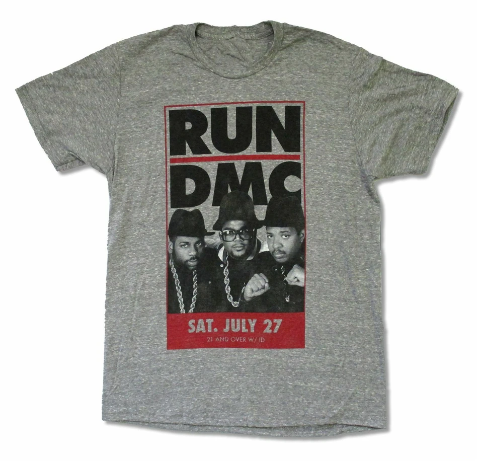 Run DMC Винтаж Тур промо фото Хизер серая футболка новые мягкие harajuku мужские топы
