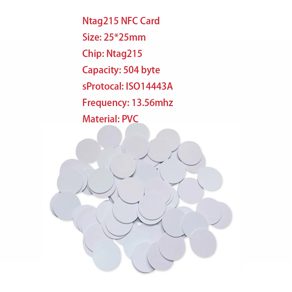Etiqueta NFC de Proximidad Tipo Moneda RFID 13.56 MHz NTAG215 - Electronilab