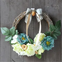 1PC Artificial Fake Flowers Wreath Home Living Room Wall Hanging Door Knock Wedding Background Christmas Halloween Decor Garland