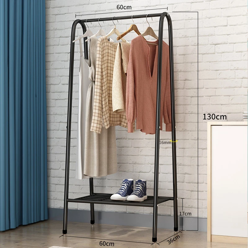 A movable rack for drying clothes in a family bedroom. |
