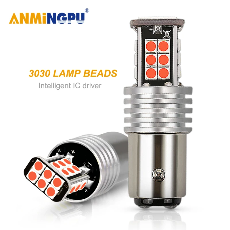 

ANMINGPU 2x Car Led Signal Lamp 3030Chips Led Lamp P21/5W 24SMD Bay15d 1157 Led Bulb For Turn Signal Light Reversing Lights 12V