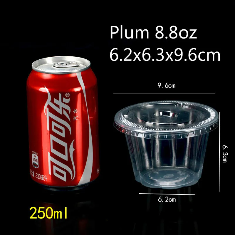 8.8oz250ml-plum 50 шт пудинг чашка с крышкой одноразовые пластиковые чашки соус для выпечки, желе десерт чашки свадебные маленькие Мини партии набор чаша коробка - Цвет: 8.8oz250ml-plum