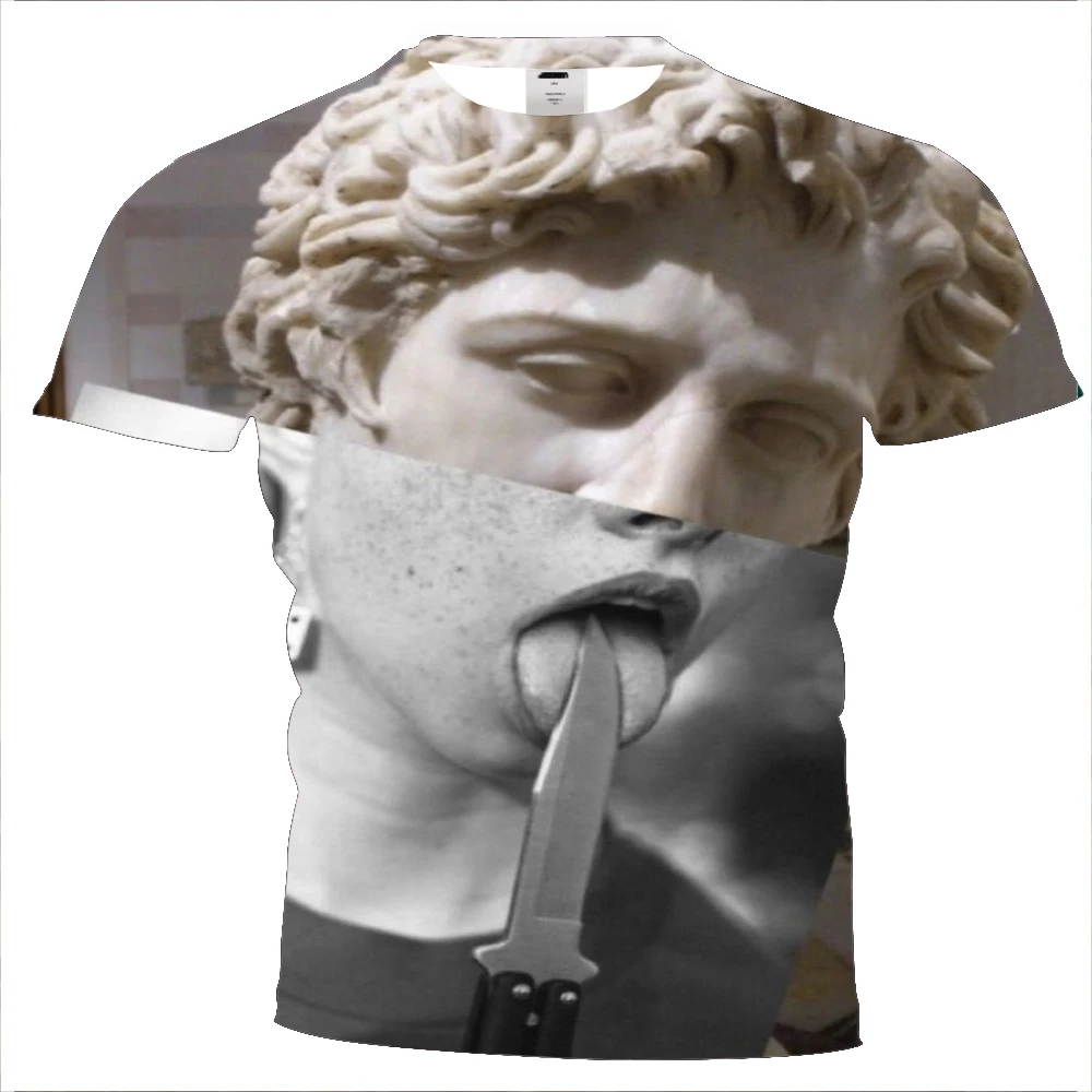 

UNEY Men's Funny Sculp T-Shirt Short Sleeve Spoof Tops Tees 3D Pattern Tshirt Creative Fun Shirt Summer Tees Plus Size EU/US Top