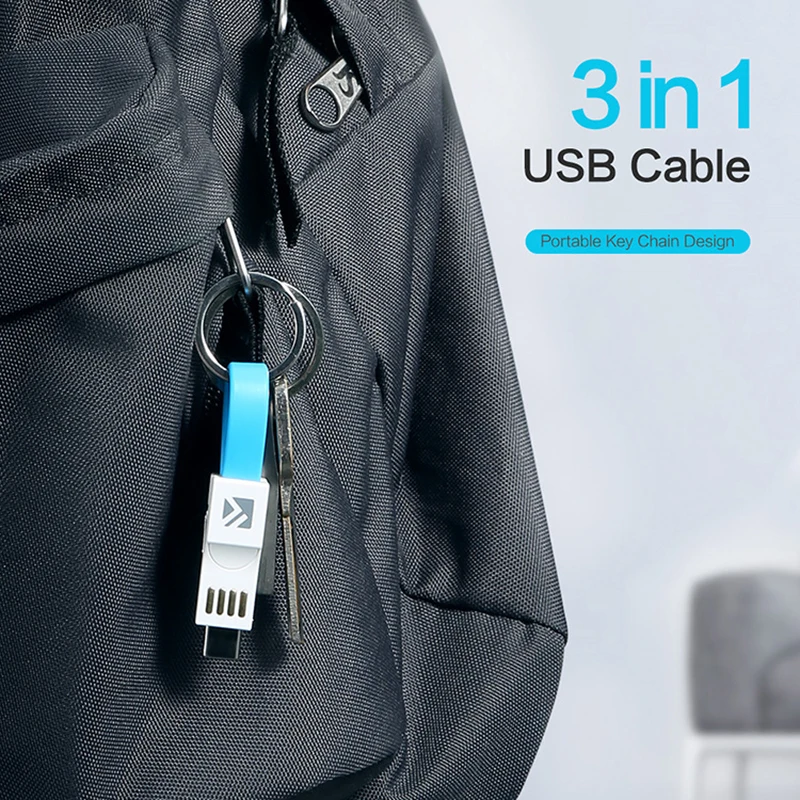 Кабель брелок 3 в 1 с Micro Usb Type C для iphone 6s зарядный кабель передачи данных и зарядки