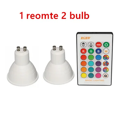 16 цветов затемнения RGB светодиодный светильник 110 В 220 в GU10 8 Вт лампада Светодиодная лампа RGBW прожектор GU 10 Bombillas светодиодный свет с пультом дистанционного управления - Испускаемый цвет: 1 remote 2 bulb