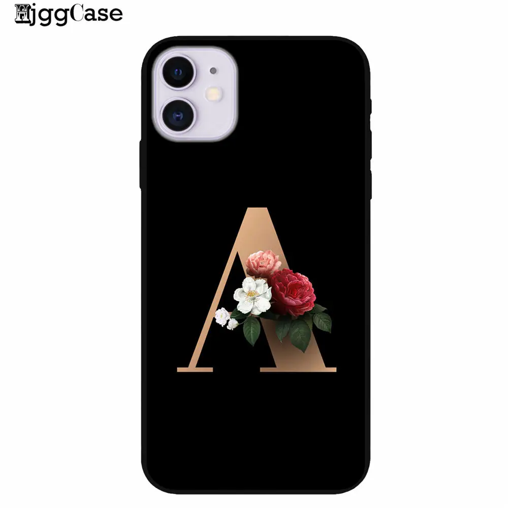 Буквенный Алфавит цветочный принт черный чехол для телефона iPhone 11 Pro X 7 5 6 6s 8 plus Xs XR Max SE силиконовый чехол для телефона - Цвет: A8537