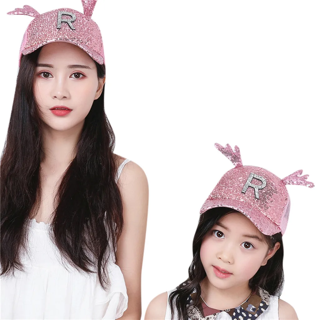 Лето родитель-ребенок дети Родитель Ребенок Хлопок Мода Высокое качество в году Студенческая шапка с блестками бейсбольная Кепка От Солнца L1127
