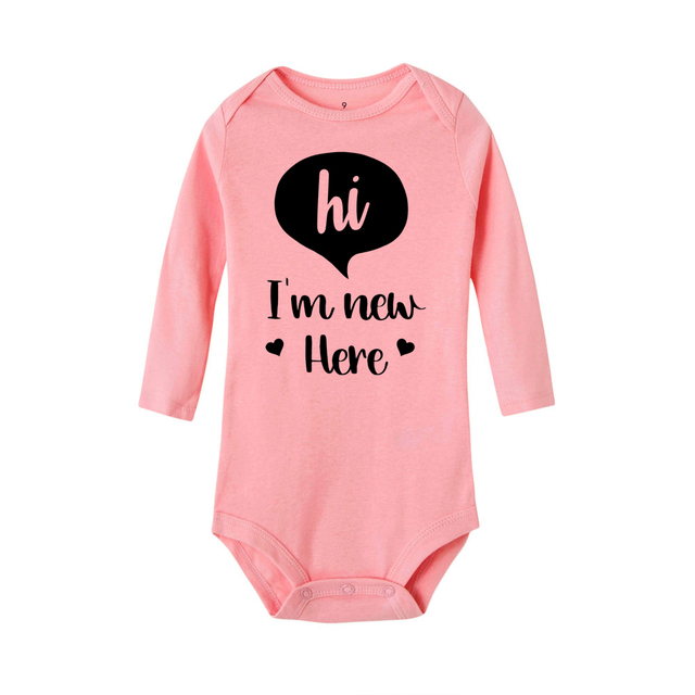I'm New Here Letters Print Newborn Baby Bodysuit Long Sleeve Body Baby Boy s Baby Girl Outfits Clothes
