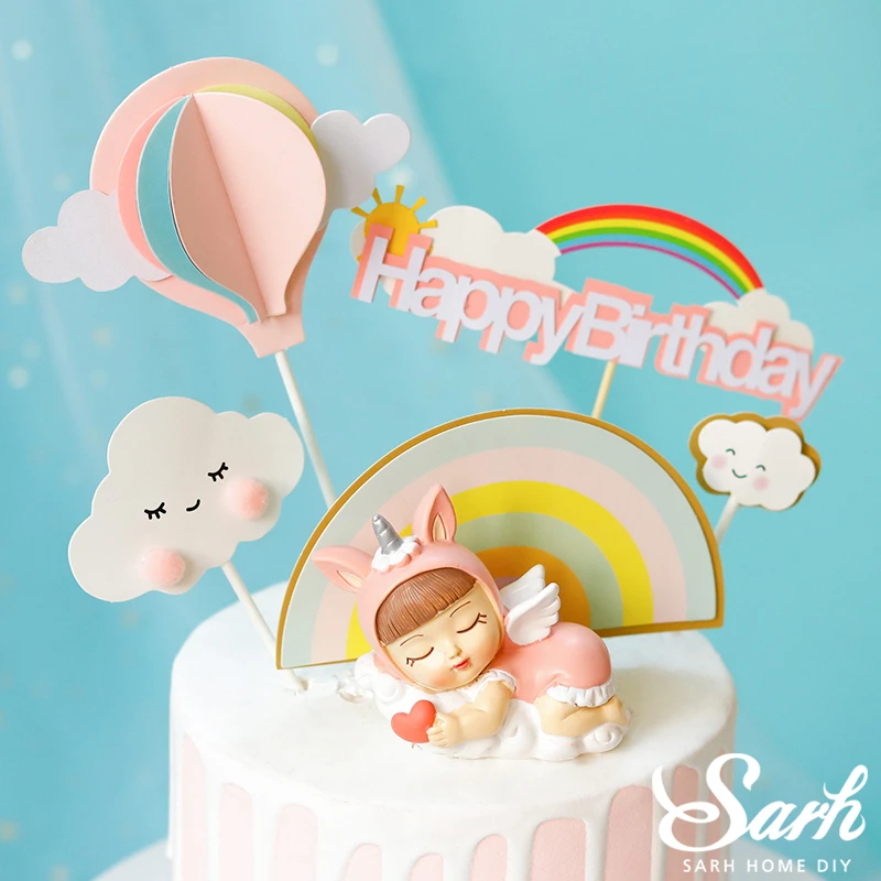 Bola De Pelo Nubes Arco Iris Pastel Cumpleanos Unicornio Angeles De Decoracion Para Baby Shower Nino Nina Cumpleanos Fiesta Hornear Suministros Amor Regalos Suministros De Decoracion De Pasteles Aliexpress