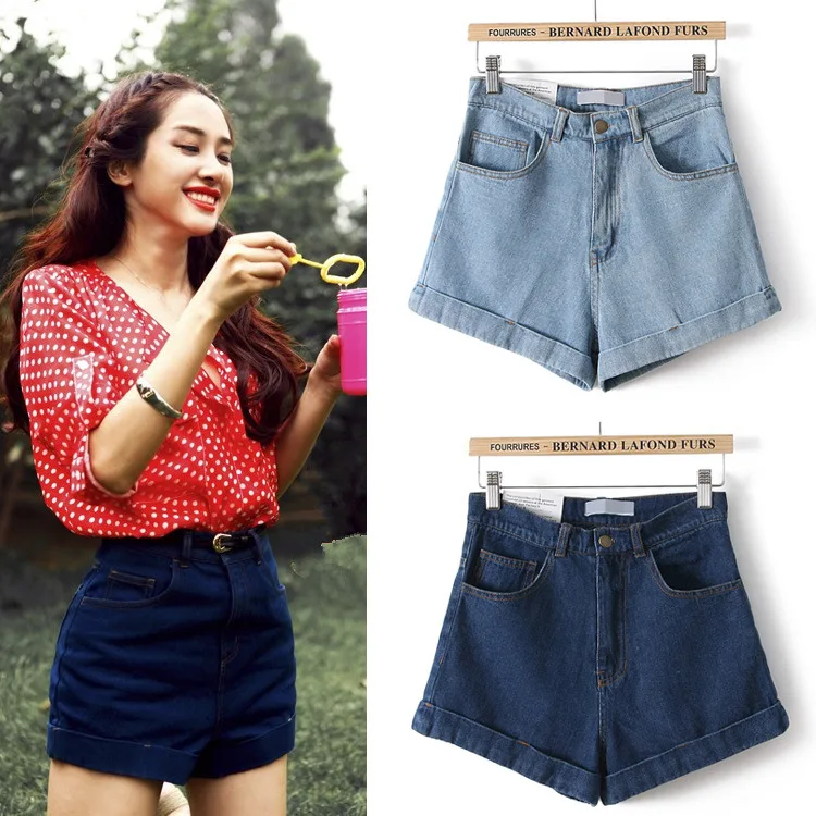 Новые летние Стиль Western Стиль с завышенной талией ковбойские джинсовые шорты промывочной воды хорошее качество для похудения проката шорты прямого покроя с закрытым носком